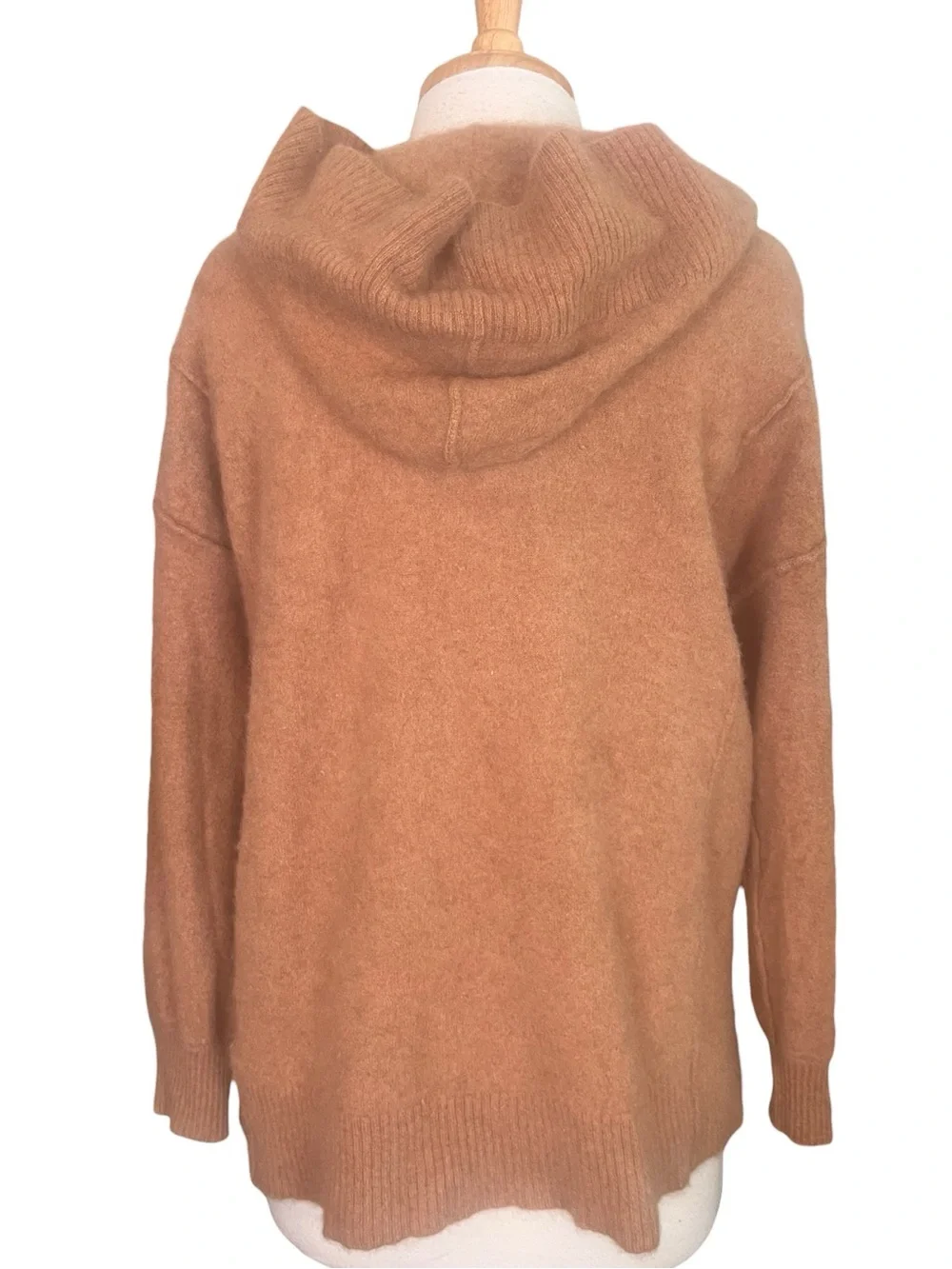 Free People Cashmere Boyfriend Hooded Sweater Womens Large Sahara Sand Brown